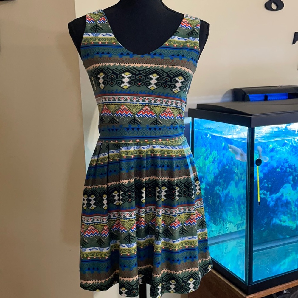 Green Aztec Mini Dress